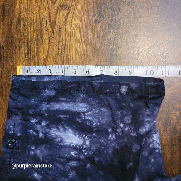 Vtg Calvin Klein Tie Dye Shorts Size 8 Mid Rise Tab Legs Blue Purple Y2K - Picture 12 of 14